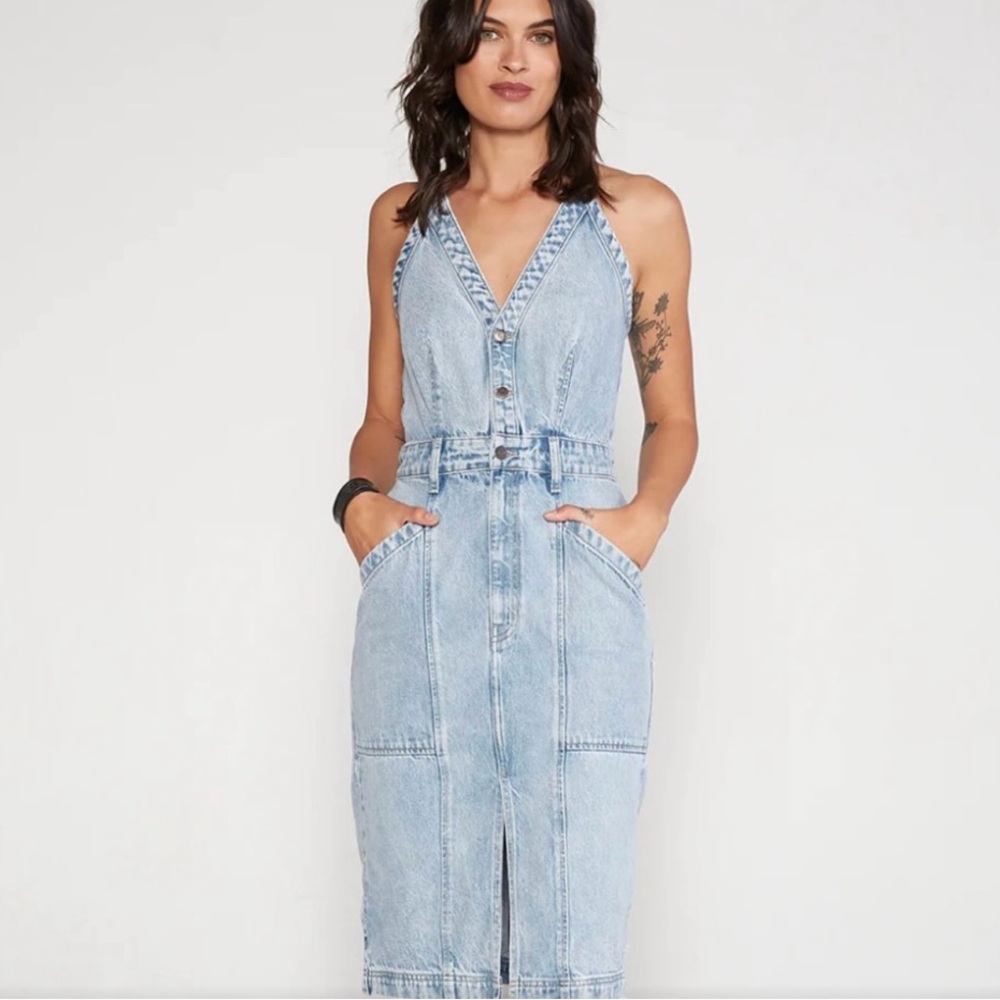NWT ETICA Rue Sleeveless Jean Utility Dress, size s